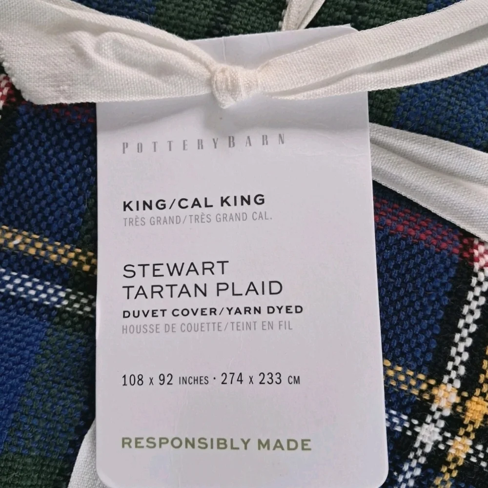 Pottery Barn Stewart Plaid Cotton Duvet Cover King - California King